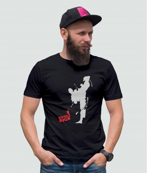 Мъжка тениска с щампа Спортни Илюстрации Taekwondo high kick - TShirtArtShop.com